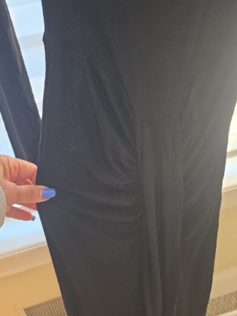 STAUD Gres Draped Long Sleeve Black Midi Dress Size S $395 - Picture 5 of 6